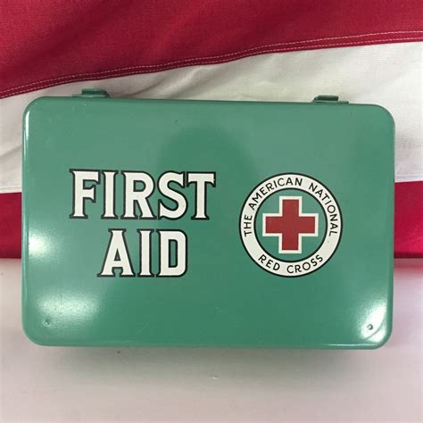 vintage metal band-aid box|first aid kit metal box.